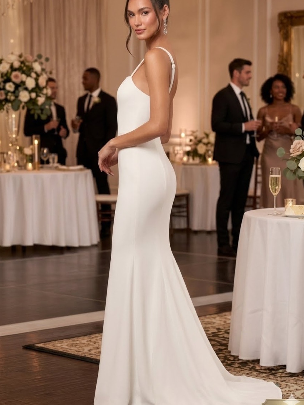 NEW Lulus Safine Elegant White Backless Mermaid Dress Sz Medium
